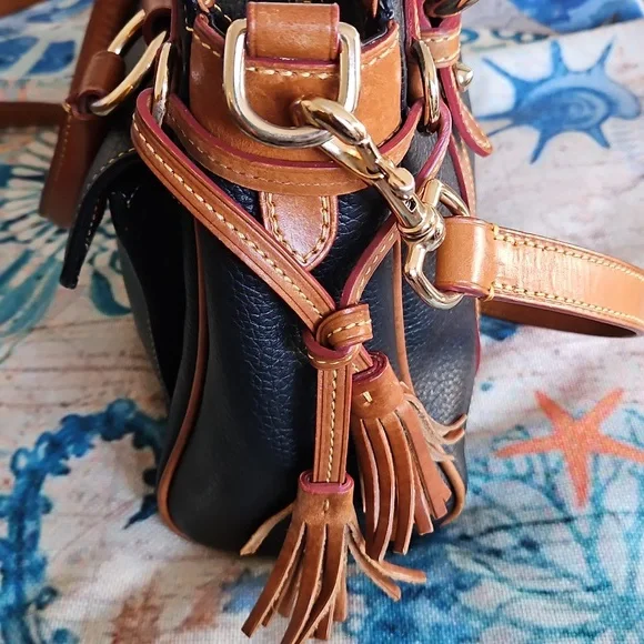 Vintage Dooney & Bourke Pebble Leather Tassel Satchel - Picture 9 of 15